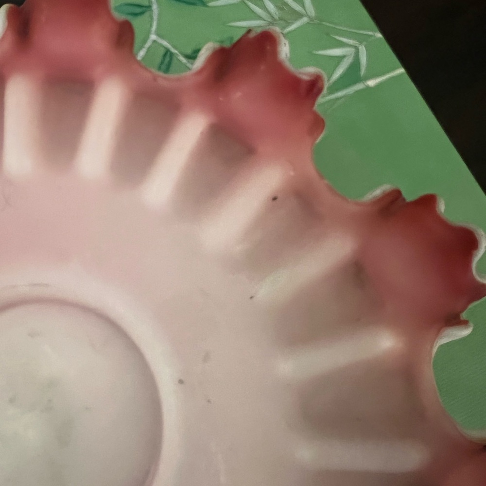 Victorian Cranberry Glass Ruffled Bowl - Picture 4 of 4